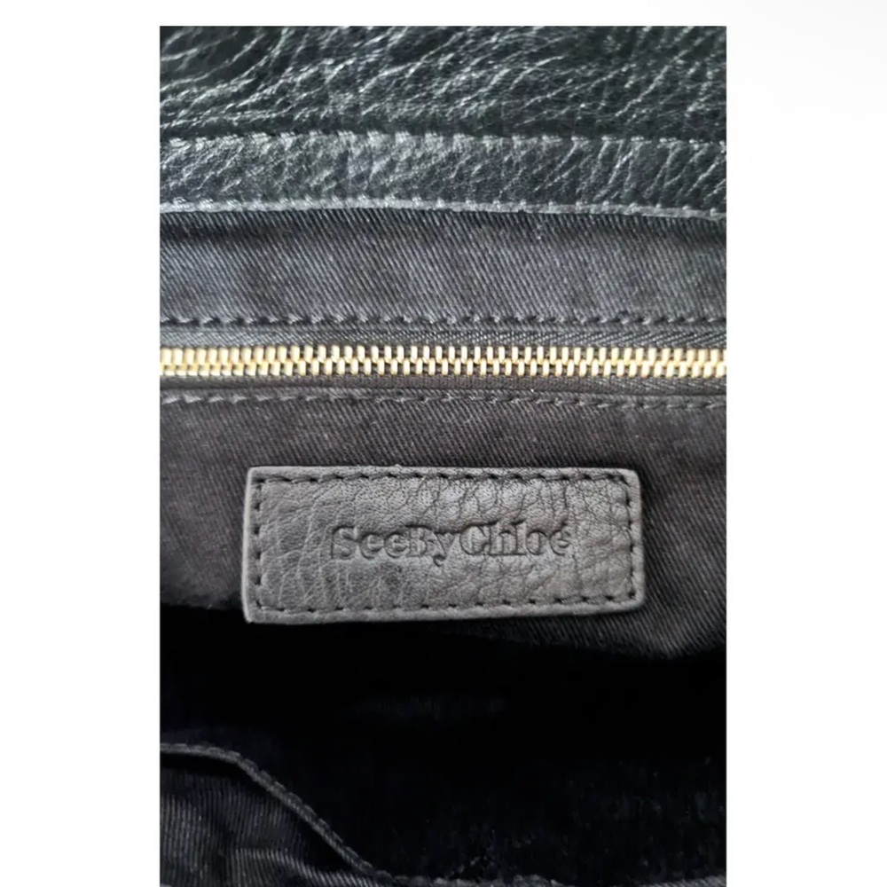 See By Chloe Small Paige Black suede and gold hardware crossbody Satchel - Picture 10 of 12